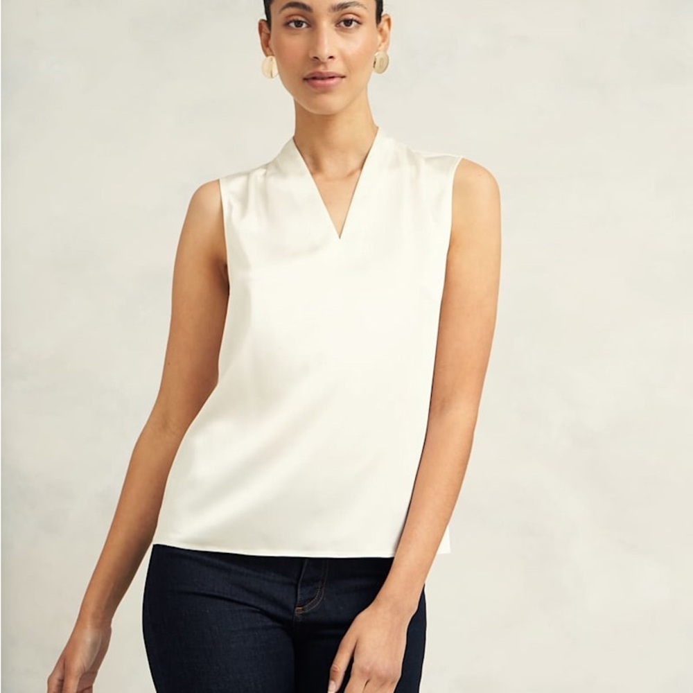 Elegant Nina Satin Blouse, Ivory size 14 US